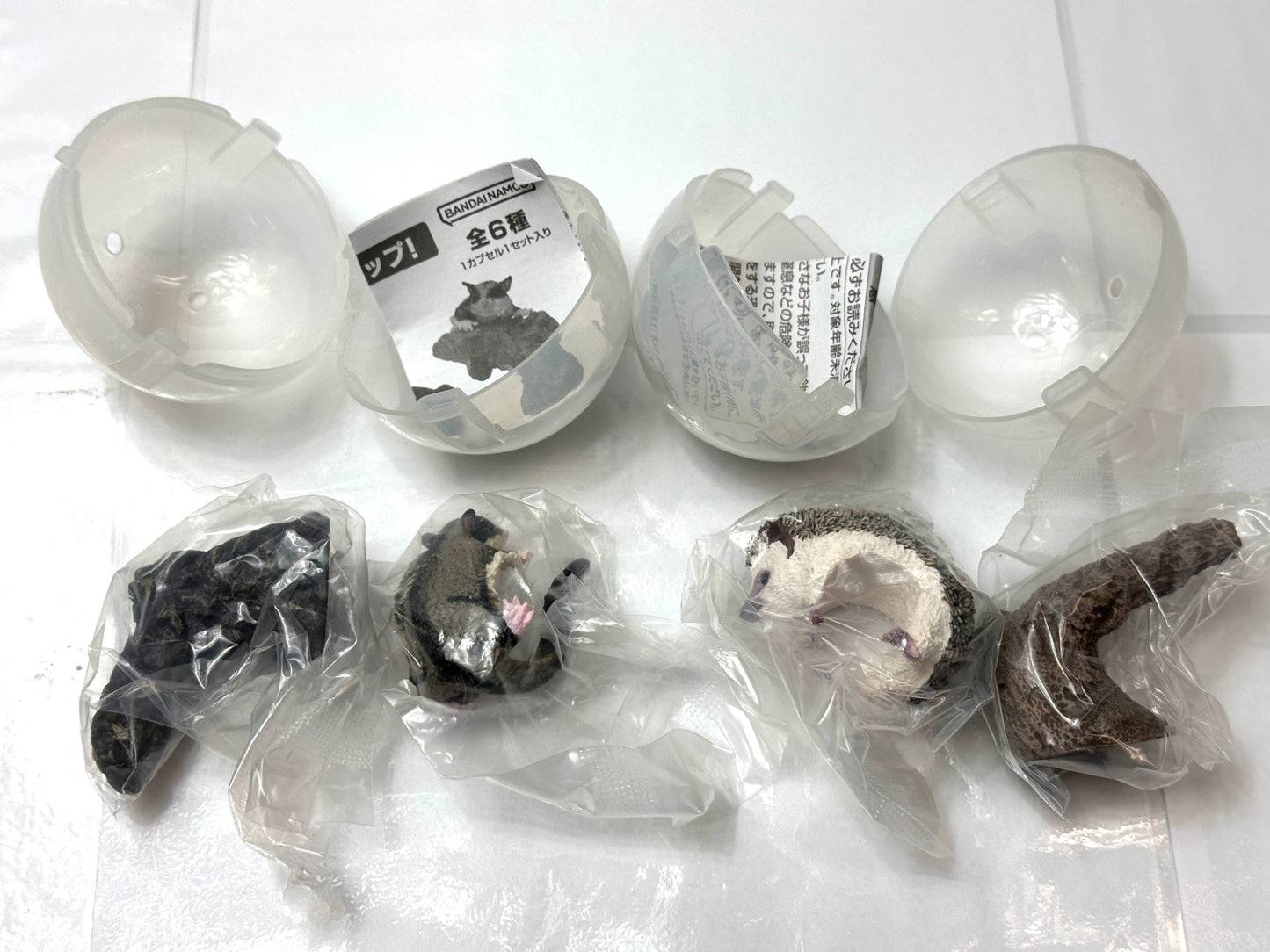 いきもの大図鑑 指まきコレクション 小動物 7個セット フクロモモンガ ハムスター BANDAI ガシャポン フィギュア 8/22