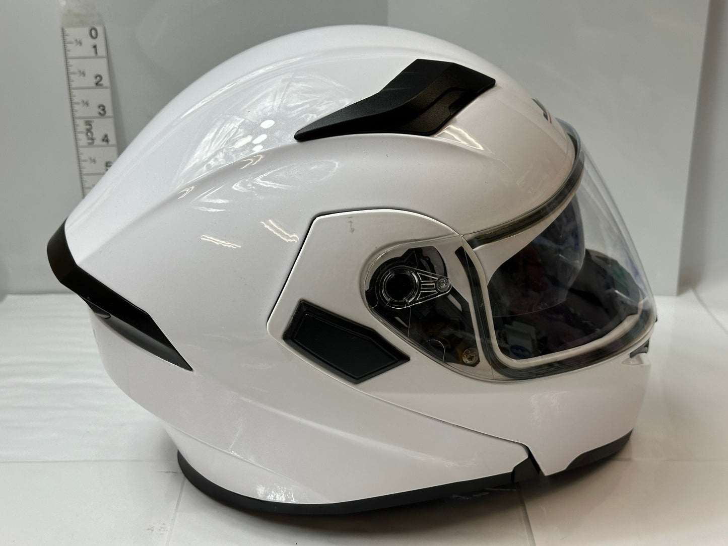 Jiekai JK-902 ミラーシールド付き システムヘルメット XL 61-62cm ジェット フルフェイス フリップアップ バイク オートバイ ホワイト 9/16