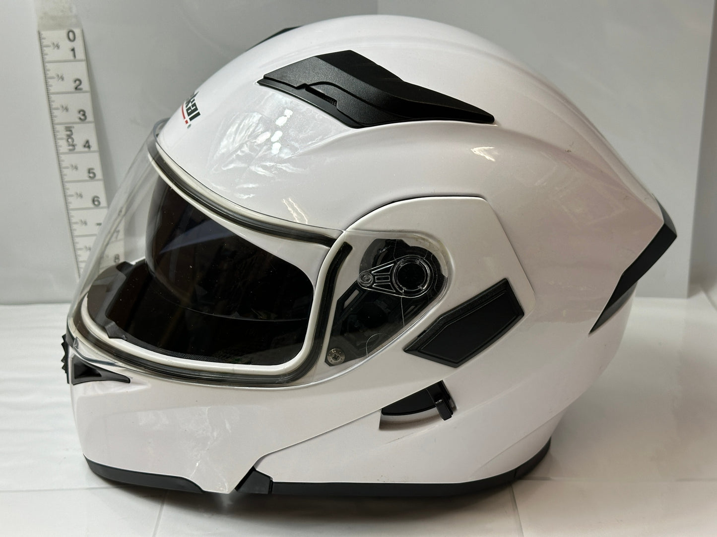 Jiekai JK-902 ミラーシールド付き システムヘルメット XL 61-62cm ジェット フルフェイス フリップアップ バイク オートバイ ホワイト 9/16