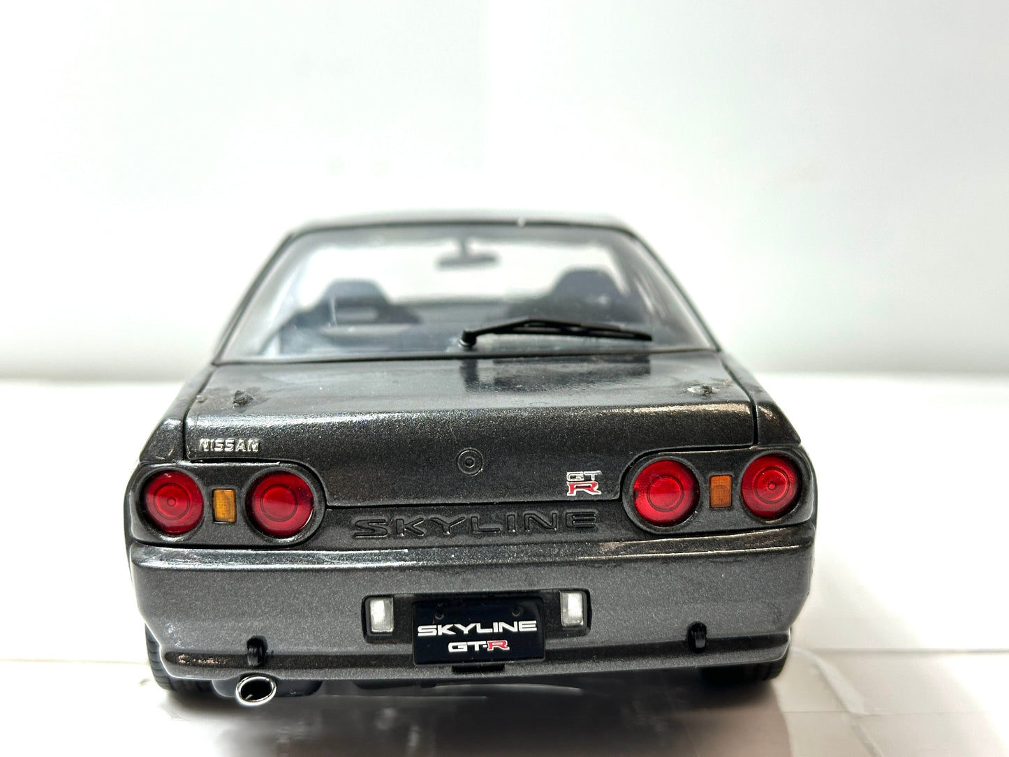 ジャンク ドアミラー リアスポイラー 破損 1/18 京商 日産スカイラインGT-R BNR32 ガングレーメタリック R32 ミニカー 12/26