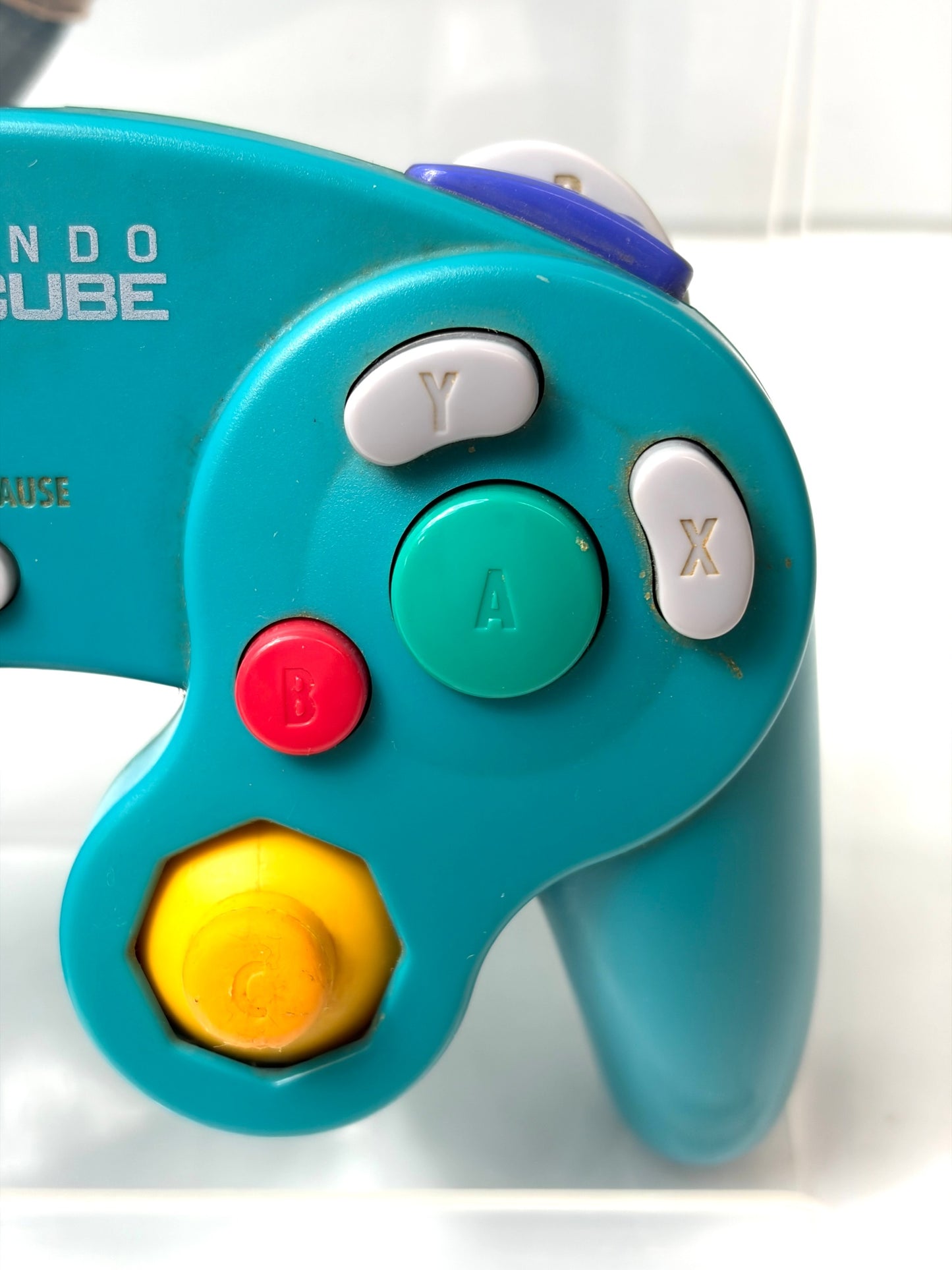 任天堂 NINTENDO GAMECUBE コントローラー エメラルドブルー DOL-003 純正品　スティックにダメージ