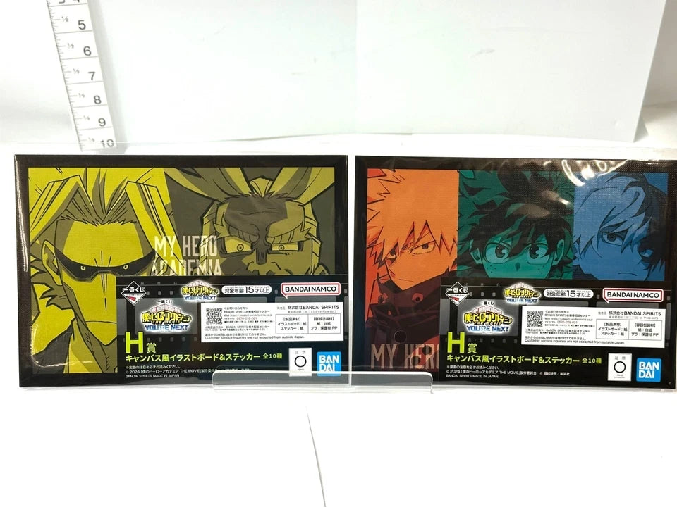 一番くじ 僕のヒーローアカデミア THE MOVIE ユアネクスト H賞 キャンバス風 イラストボード＆ステッカー 全10種 コンプリートセット 緑谷出久 爆豪勝己 オールマイト 他 4/3