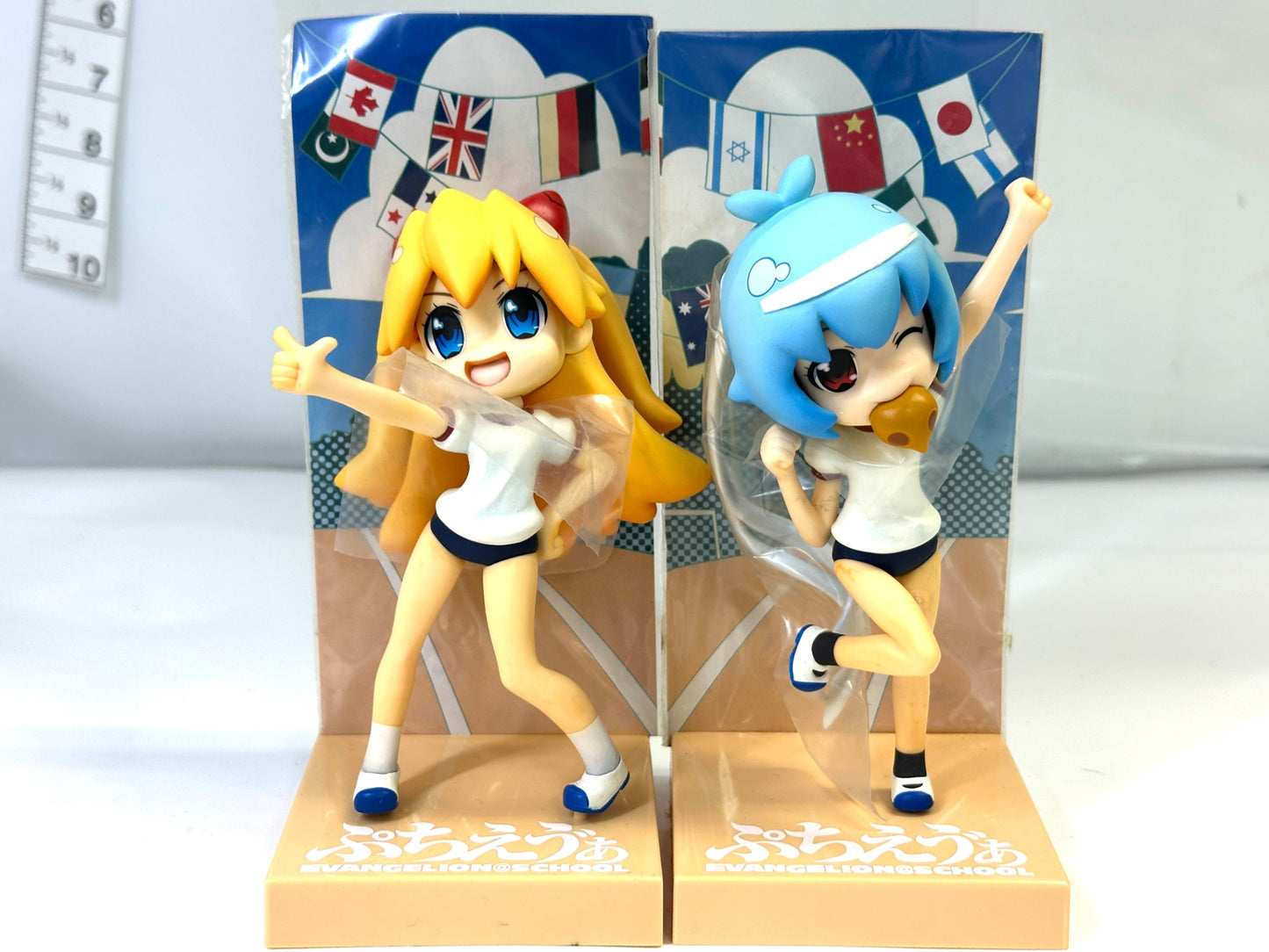 現状品 バンプレスト ぷちえう゛ぁ EVANGELION＠SCHOOL COLLECTION 3 アスカ・ラングレー 綾波レイ 2体セット フィギュア 体操服 9/3