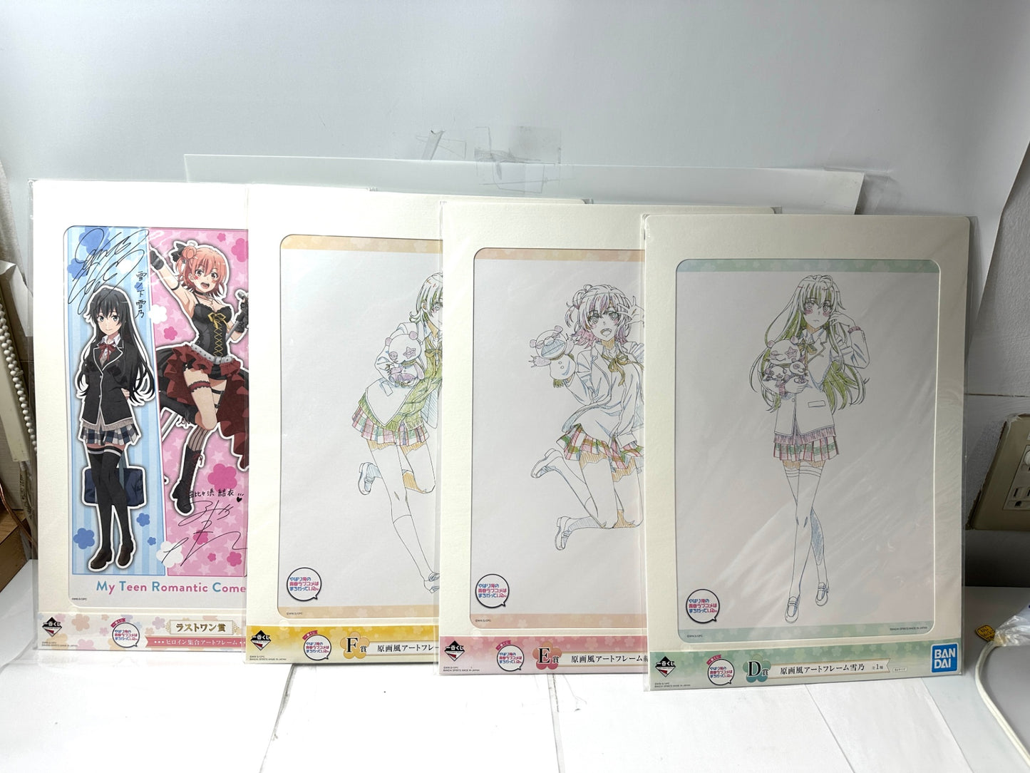 一番くじ やはり俺の青春ラブコメはまちがっている。原画風アートフレーム ラストワン賞 ヒロイン集合アートフレーム 4枚セット 雪乃 結衣 いろは 11/10