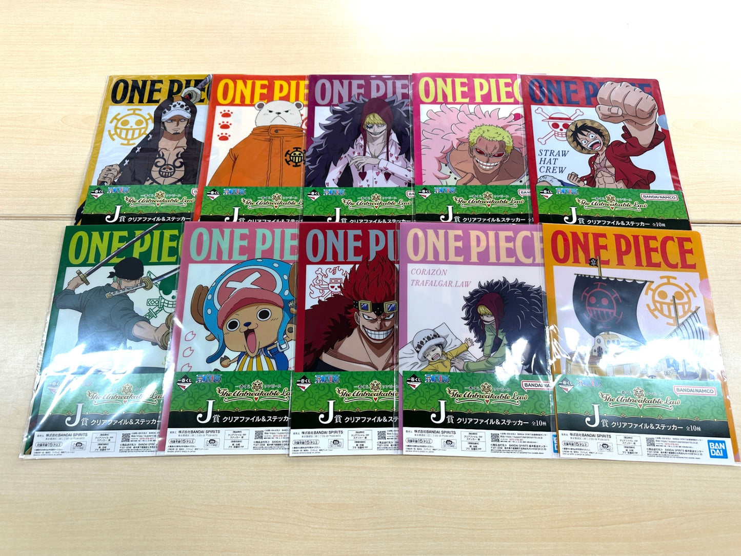 一番くじ ワンピース The Unbreakable Law J賞 クリアファイル＆ステッカー 全10種コンプリートセット 12/18