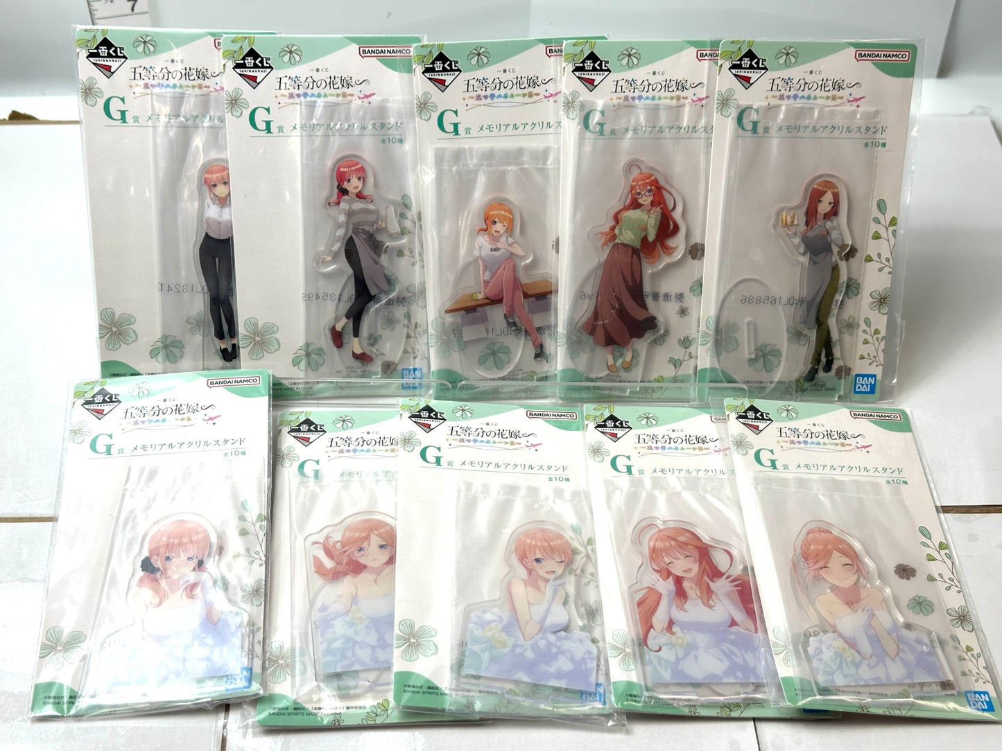 一番くじ 五等分の花嫁 五つ子ハネムーン‼ G賞 メモリアルアクリルスタンド 全10種コンプリートセット中野一花/二乃/三玖/四葉/五月 12/4