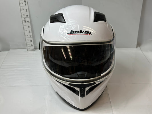 Jiekai JK-902 ミラーシールド付き システムヘルメット XL 61-62cm ジェット フルフェイス フリップアップ バイク オートバイ ホワイト 9/16