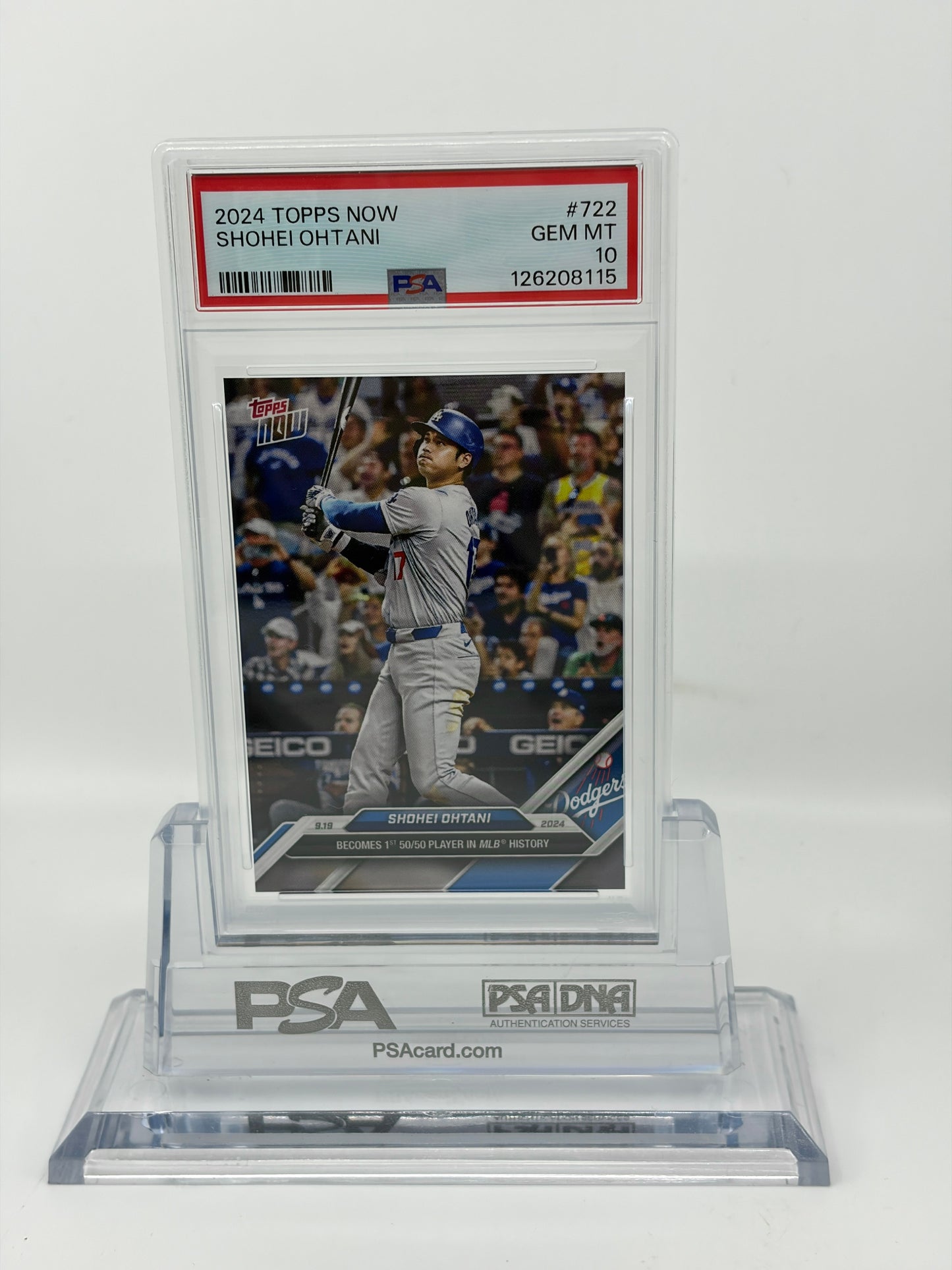 ベースボールカード PSA10 大谷翔平 50/50 2024 TOPPS NOW #722 GEM MT