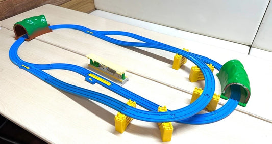 すぐ遊べる！現状品 タカラトミー プラレール トンネル＆オーバーパス 駅付き レールセット レイアウト立体 TAKARA TOMY 4/6