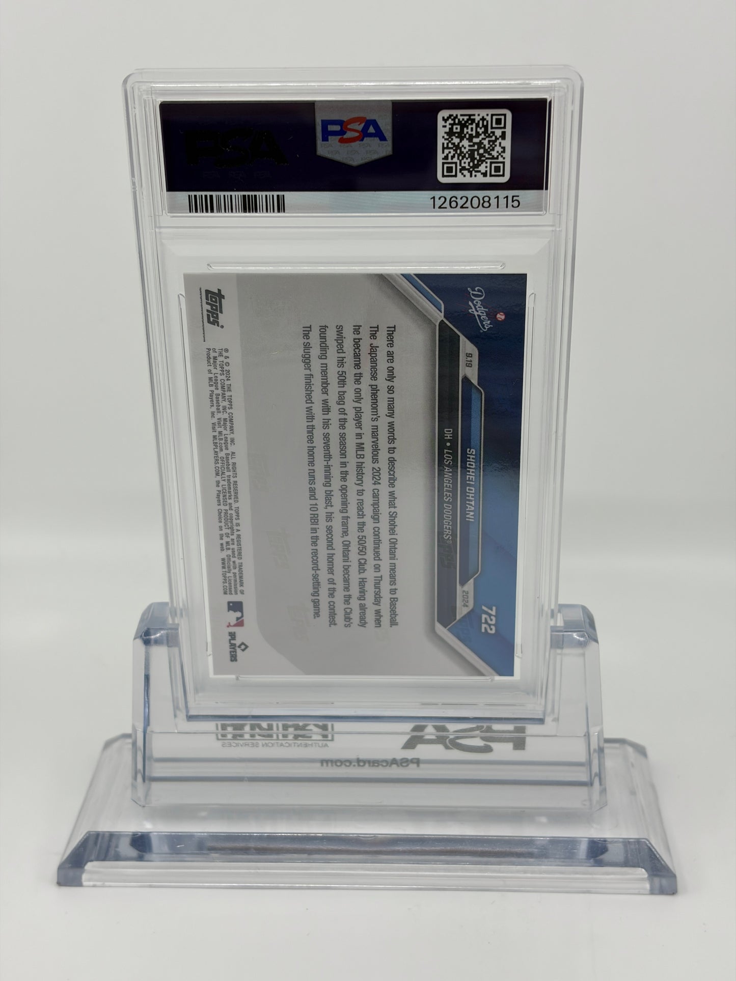 ベースボールカード PSA10 大谷翔平 50/50 2024 TOPPS NOW #722 GEM MT