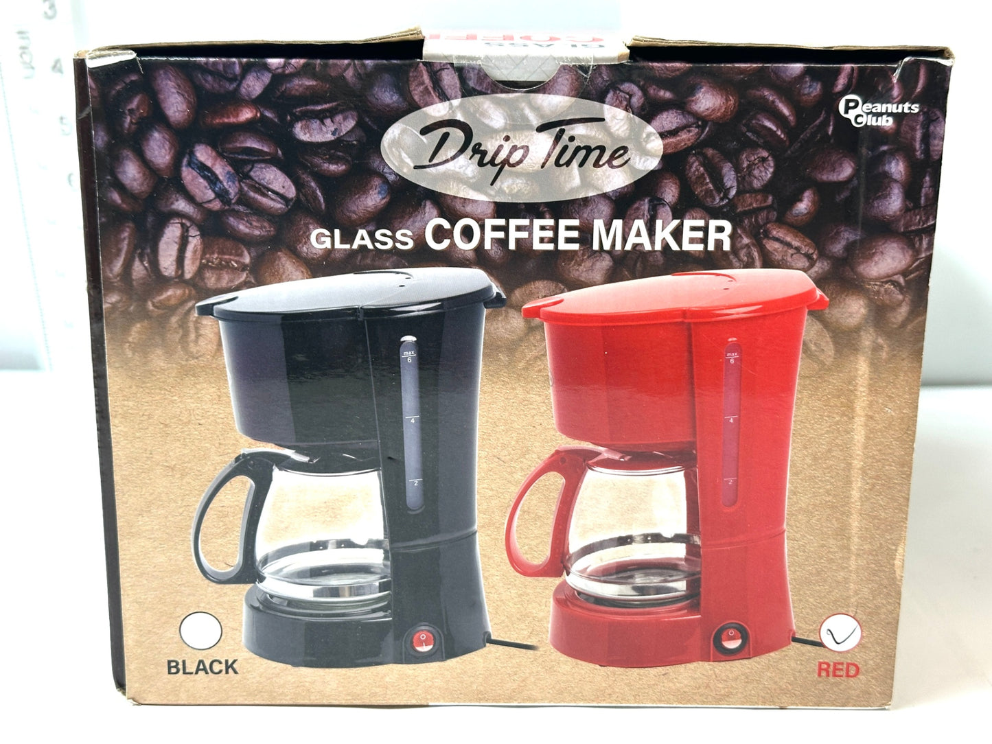 ピーナッツ・クラブ ドリップタイム ガラス コーヒーメーカー（レッド）容量: 約600ml 4/9