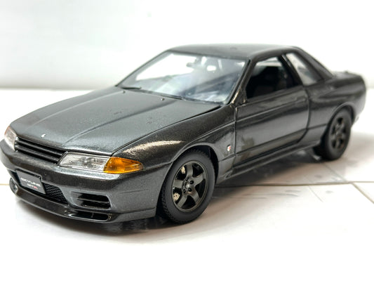 ジャンク ドアミラー リアスポイラー 破損 1/18 京商 日産スカイラインGT-R BNR32 ガングレーメタリック R32 ミニカー 12/26