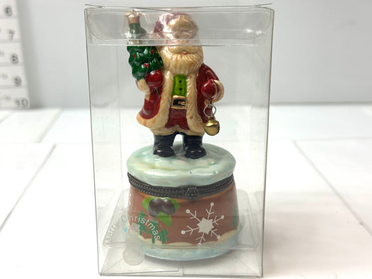 現状品 傷みありリモージュ ボックス 小物入れ サンタ 陶器製 ジャンク扱い 10/21