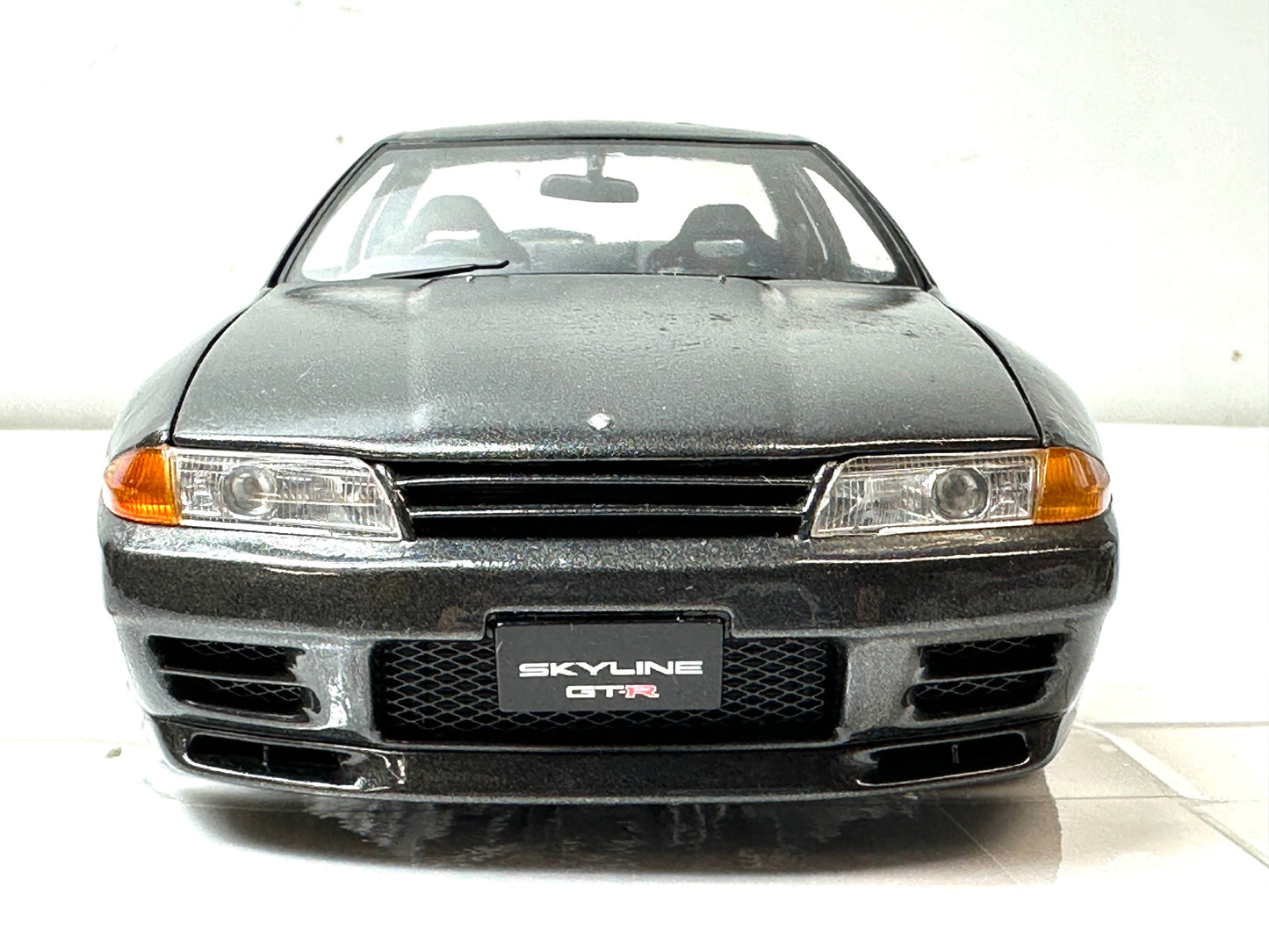 ジャンク ドアミラー リアスポイラー 破損 1/18 京商 日産スカイラインGT-R BNR32 ガングレーメタリック R32 ミニカー 12/26