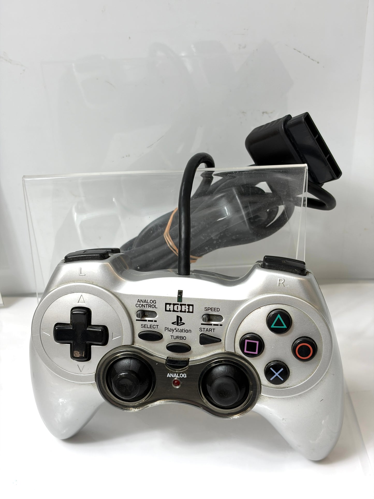 【PS/PS2】HORI ホリパッド シルバー 有線コントローラー 連射機能 アナログ