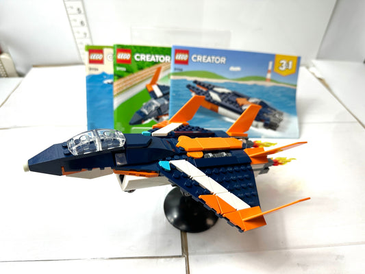 現状品 LEGO 31126 レゴ クリエイターシリーズ 超音速ジェット機 ヘリコプター パワーボート12/10