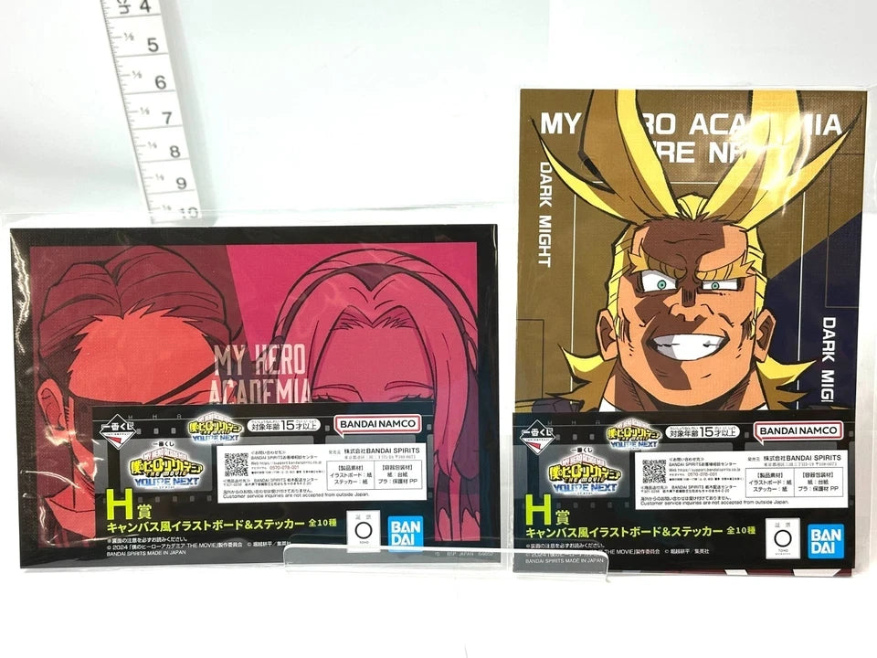 一番くじ 僕のヒーローアカデミア THE MOVIE ユアネクスト H賞 キャンバス風 イラストボード＆ステッカー 全10種 コンプリートセット 緑谷出久 爆豪勝己 オールマイト 他 4/3