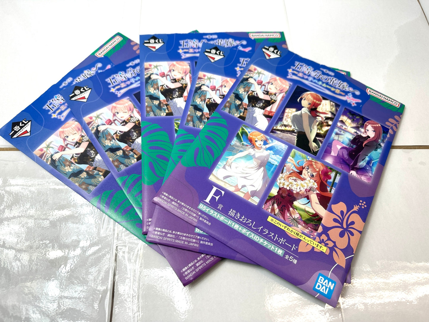 一番くじ 五等分の花嫁 五つ子ハネムーン‼ F賞描きおろしイラストボード 全5種コンプリートセット中野一花/二乃/三玖/四葉/五月 12/4