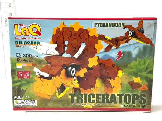 未検品のためジャンク扱い LaQ ラキュー ダイナソーワールド トリケラトプス&プテラノドン 300pcs 日本製 10/17