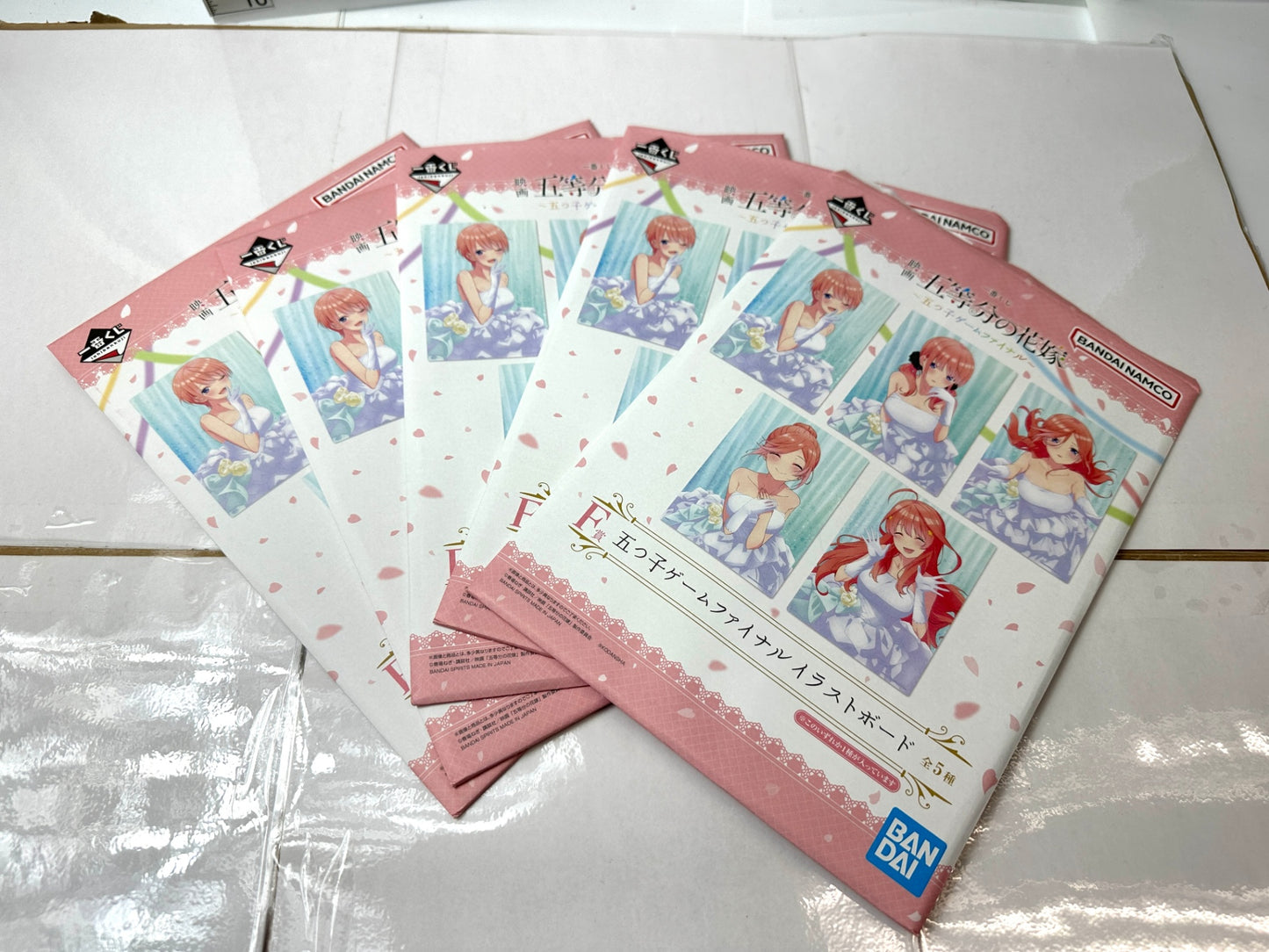 開封済み・未使用品 一番くじ 五等分の花嫁 F賞 五つ子ゲームファイナル イラストボード 全5種コンプリートセット中野一花/二乃/三玖/四葉/五月 12/4