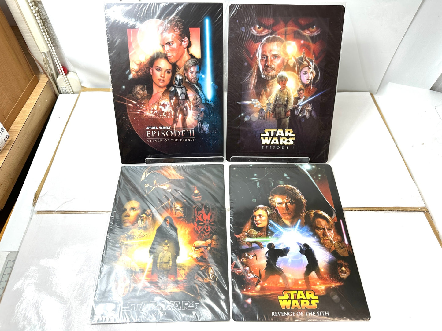 スター・ウォーズ 下敷き 4枚セット EP1ファントム・メナス/EP2クローンの攻撃/EP3シスの復讐/スター・ウォーズ サーガ 12/19